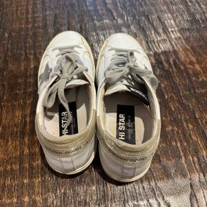 White and Gold Hi Star Sneakers